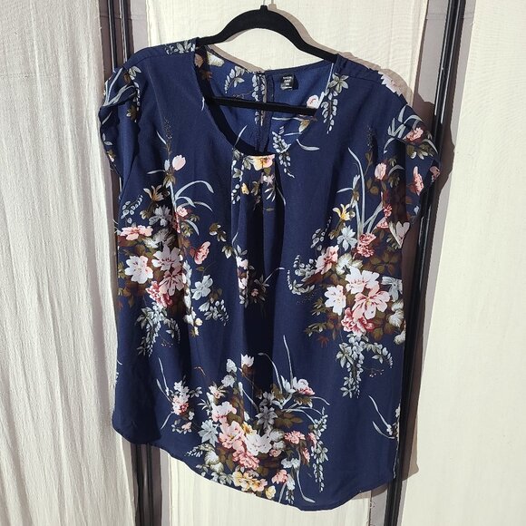 Navy Floral Blouse - Picture 1 of 5